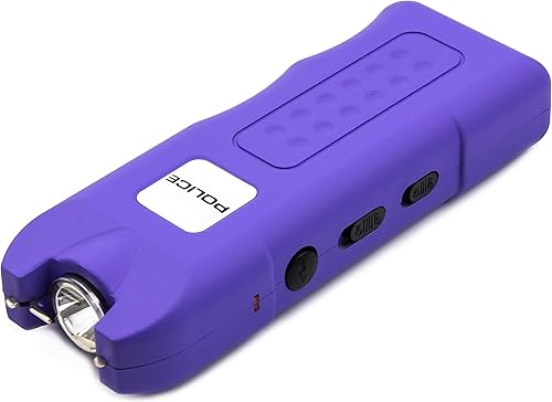 Miniatura 2 de POLICE Stun Gun 628-59 billones mini recargable con linterna LED sirena alarma, púrpura