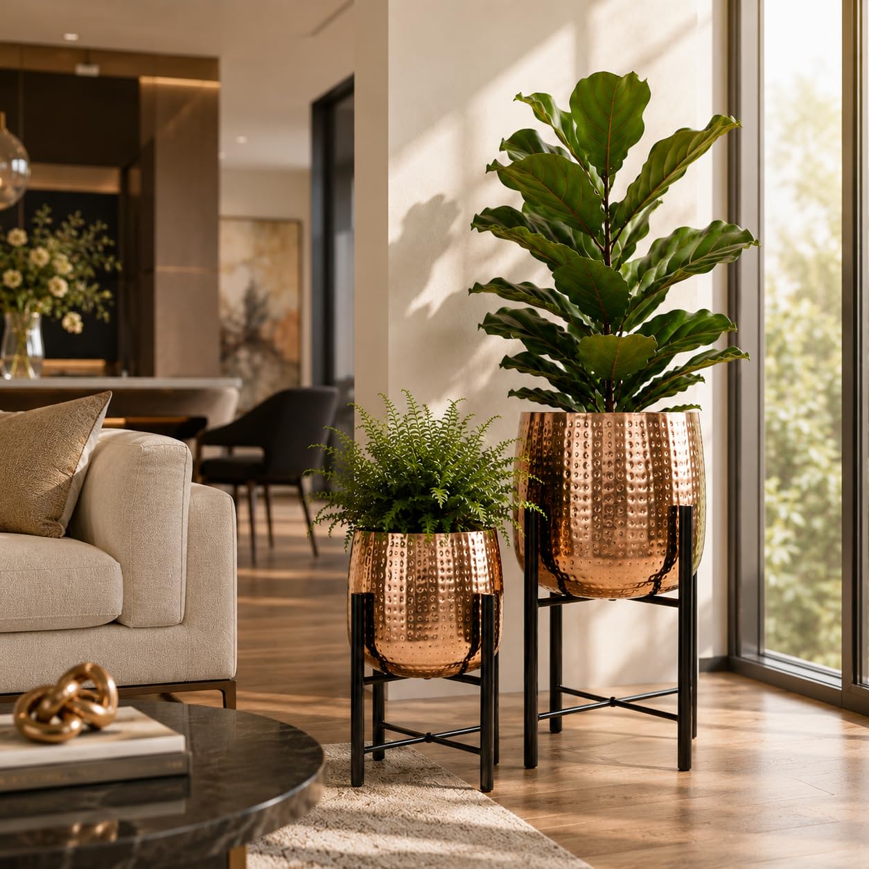 INDIAN DECORMART Plant Pots | Metal Indoor Planter Flower Pots for Home Decor, Garden (Copper)-image-26