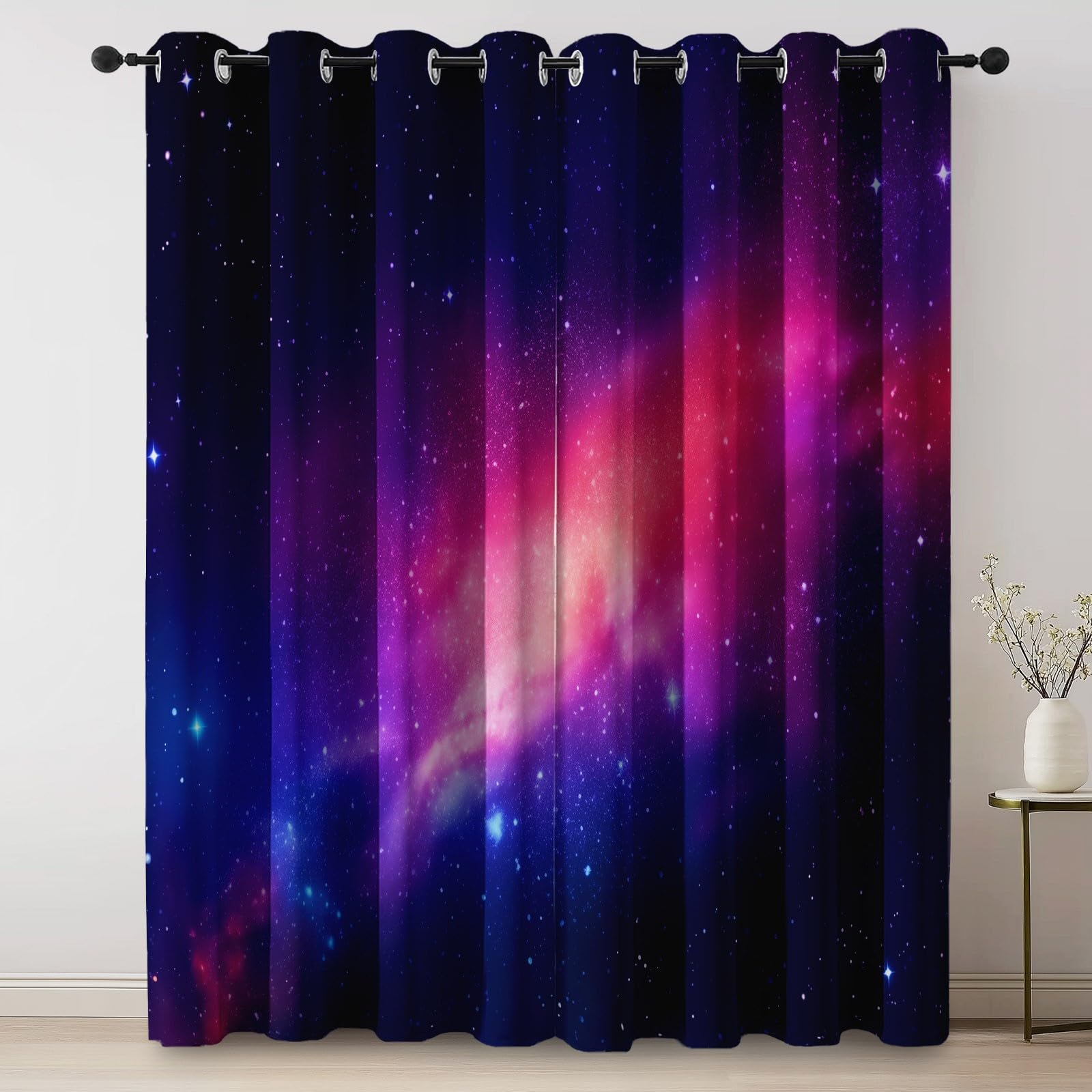 Rideaux Occultants Voie Lactée Bleu Foncé Violet 110x215 cm 2 Panneaux