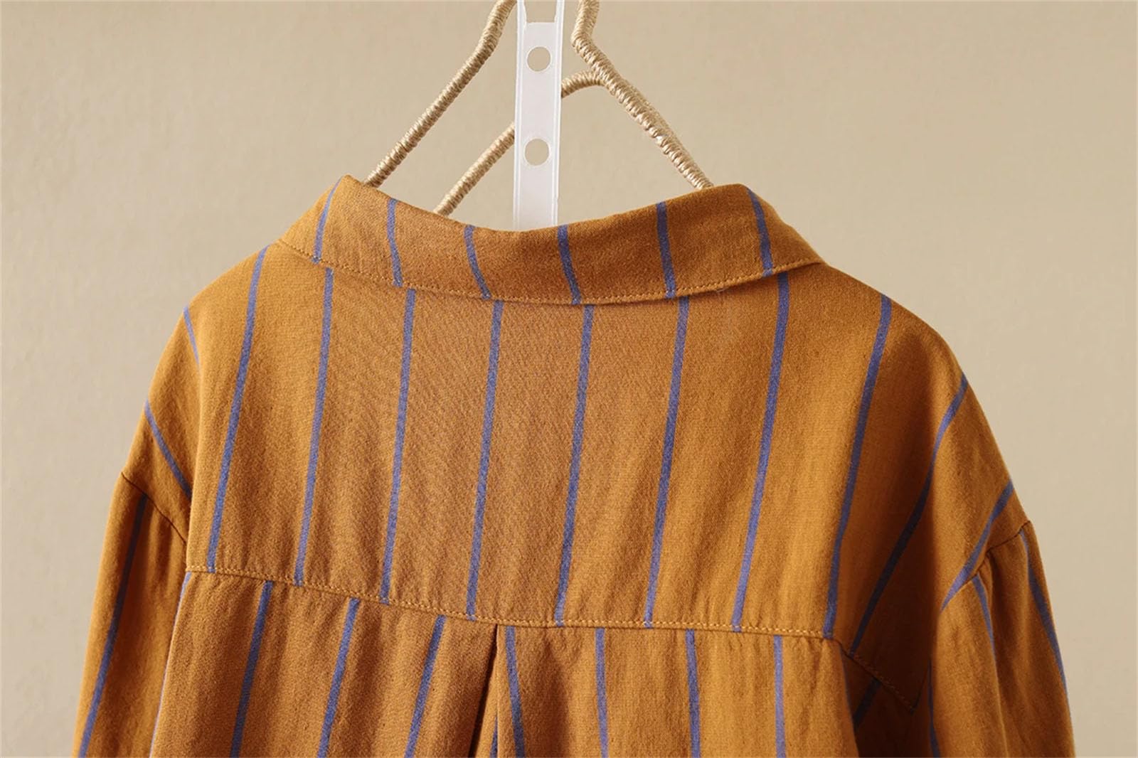 Blusas para mujer, estilo casual, a rayas, de manga larga, vintage, holgadas
