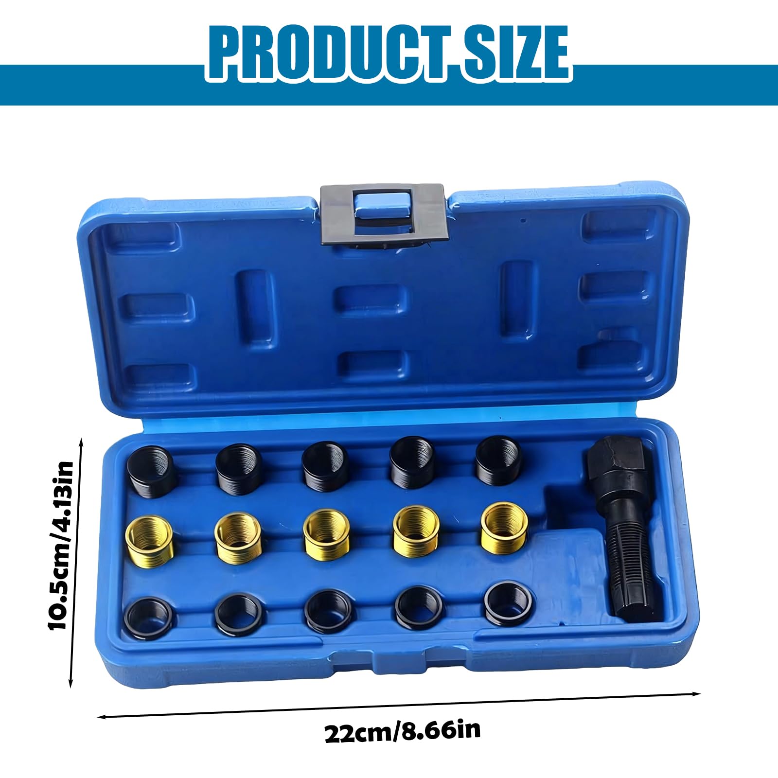 BAIFULAI Set di riparazione per filettature delle candele di accensione, 16 pezzi, M14 X 1,25, Kit di riparazione per filettature delle candele di accensione, Set di riparazione per filettature