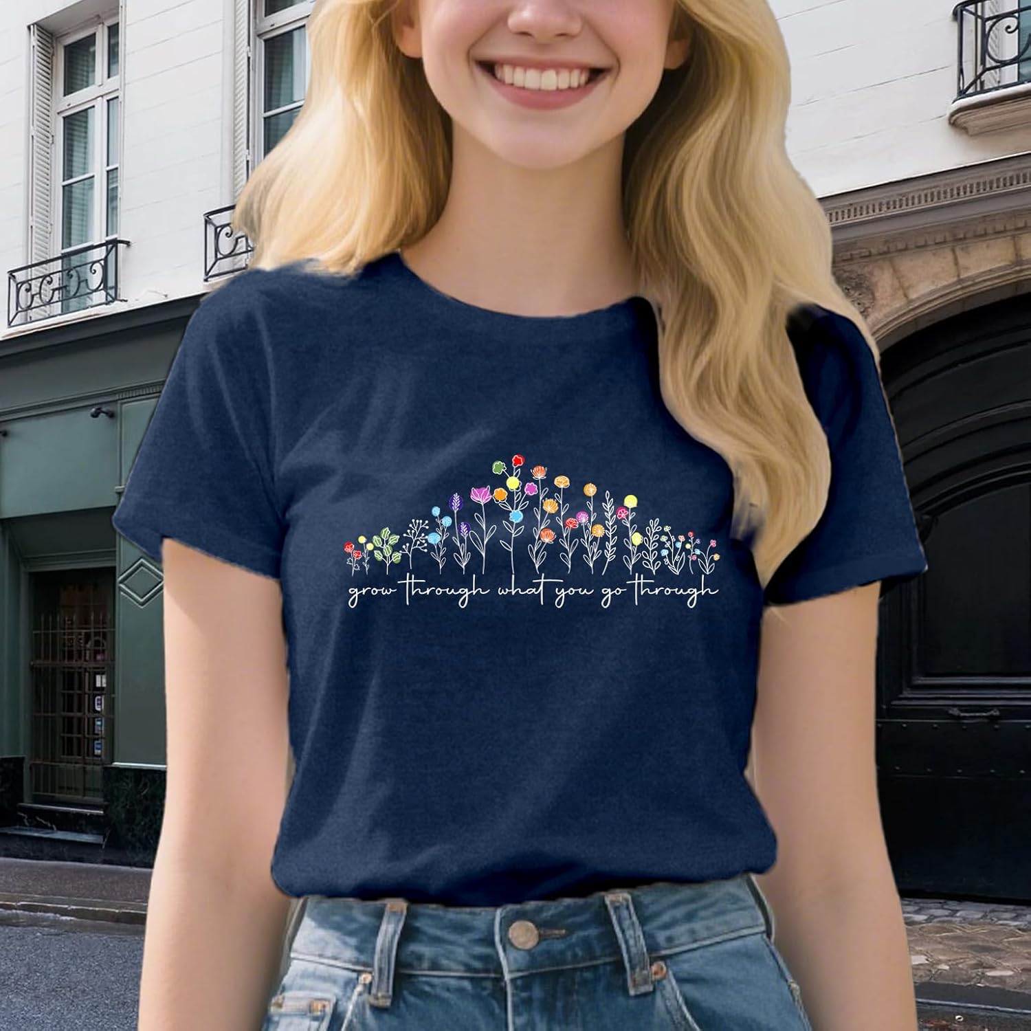 Inspirational Shirts for Women Grow Through What You Go Through T-Shirt Motivational Tee Tops - Image 4