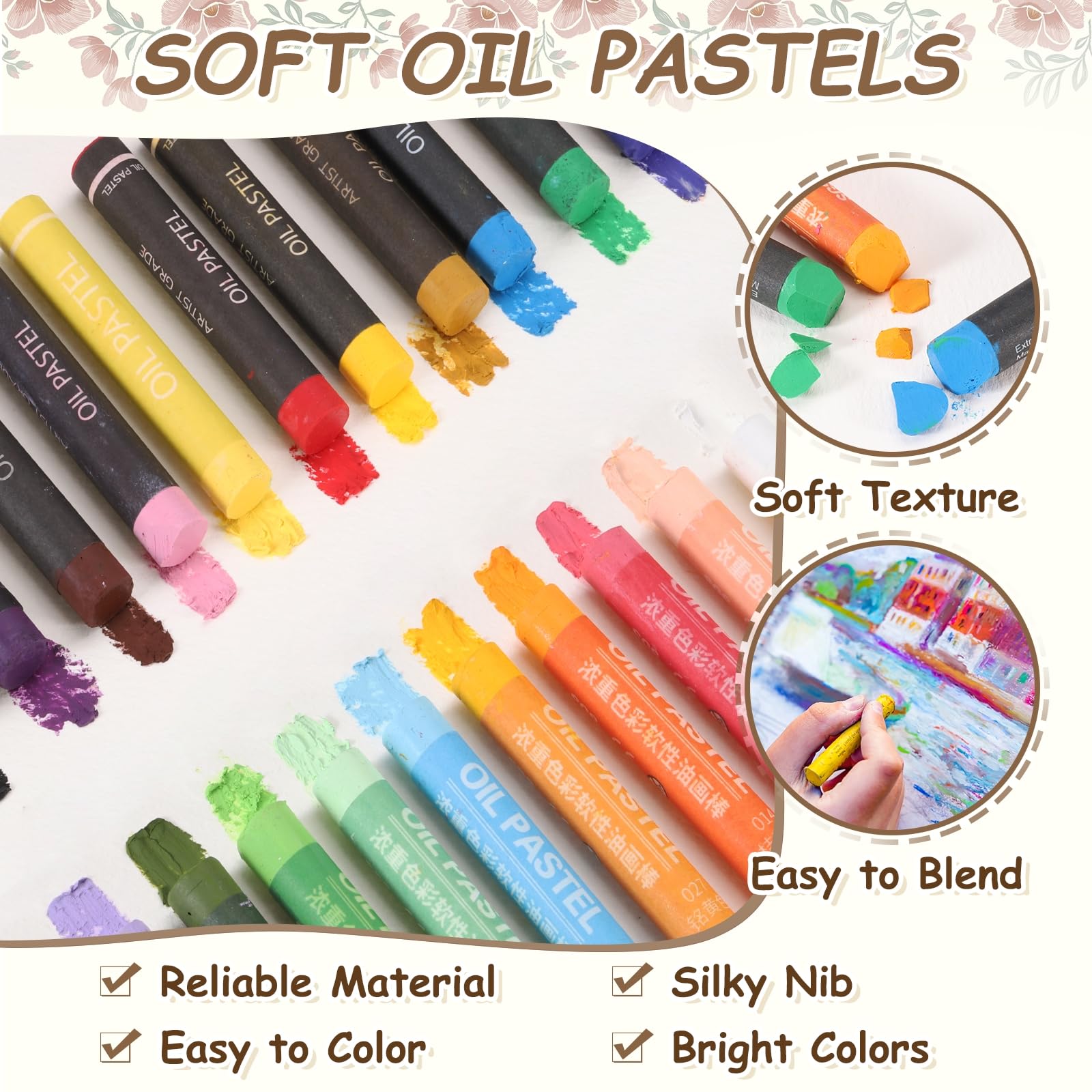 sourcing map Pastelli a olio morbidi, pastelli a olio, colori vivaci, miscelabili, forniture artistiche per pittura, disegno, miscelazione, pittura, artisti principianti professionisti (arancione