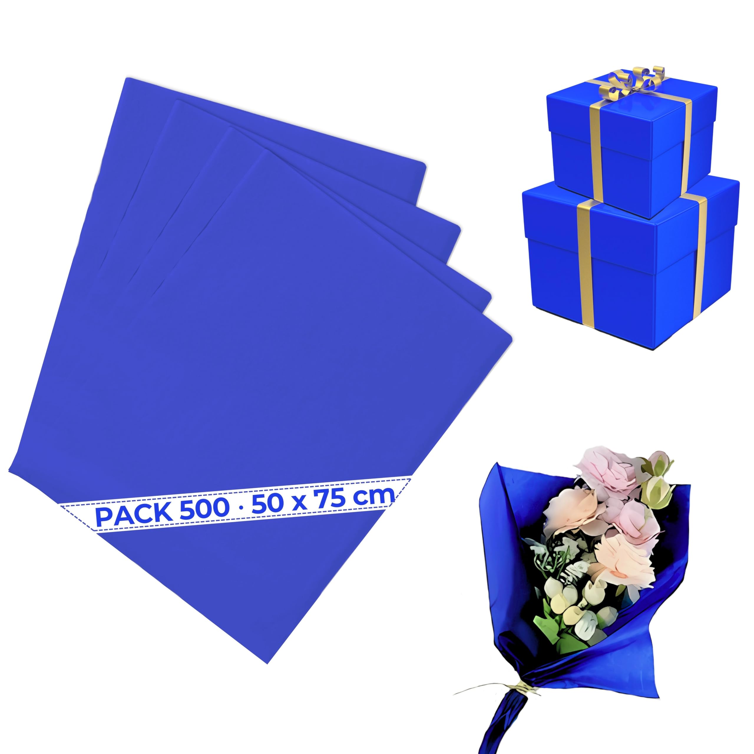 Papier de Soie Bleu Saphir (Pack 500) 50x75cm