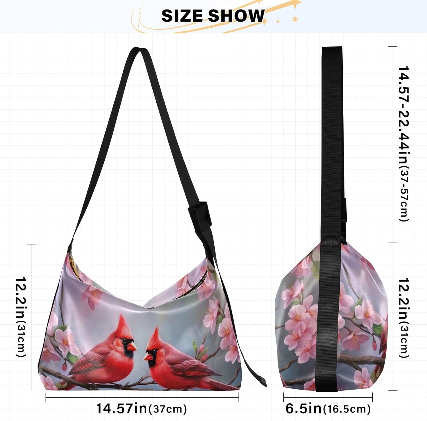 Kigai Cardinal Bird Pattern Crossbody Bag Hobo Handbag Purse Fashion PU Leather Shoulder Bags for Women