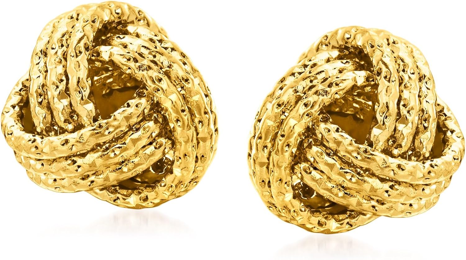 Ross-Simons Italian 14kt Yellow Gold Textured Love Knot Stud Earrings