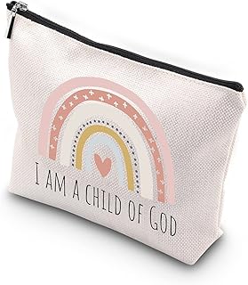 WCGXKO Religious Cosmetic Case 'I am a Child of God' for First Communion, Baptism Gifts, Travel, Organizer
