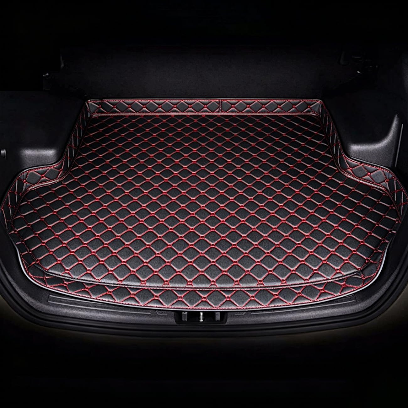 NIKTVEZ Car Leather Boot Liners, for Volkswagen Golf 2014-2020 Sedan Waterproof Boot Mats Cargo Tray Protector Liners Wear-Resistant Protector Pad Interior Accessories,A