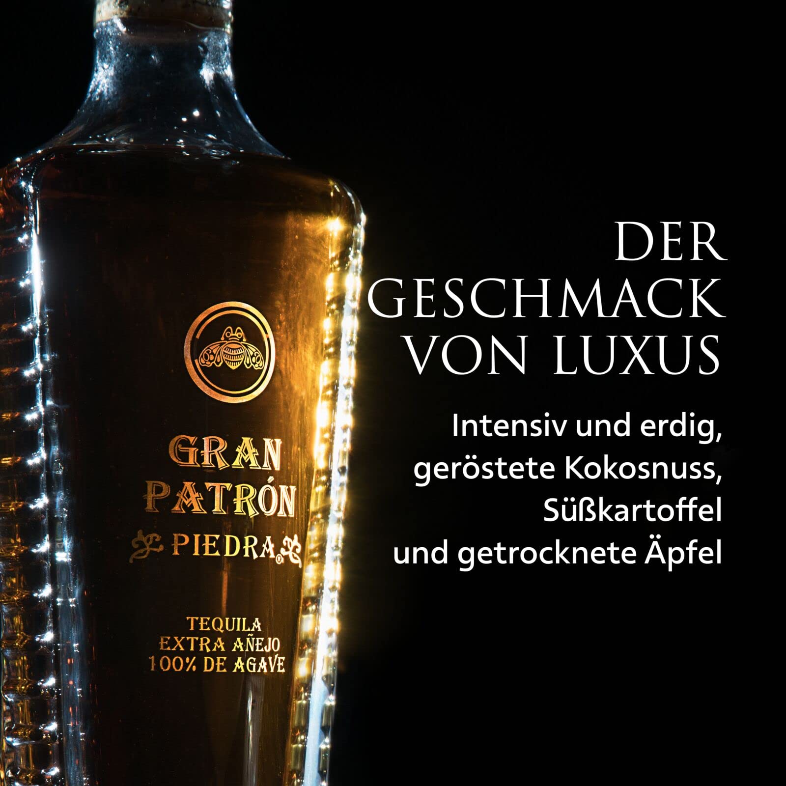 Gran PATRÓN Piedra Ultra-Premium-Tequila, 40% Vol., 70 cl/700 ml, aus 100 % besten blauen Weber-Agaven, in Mexiko in kleinen Chargen handdestilliert