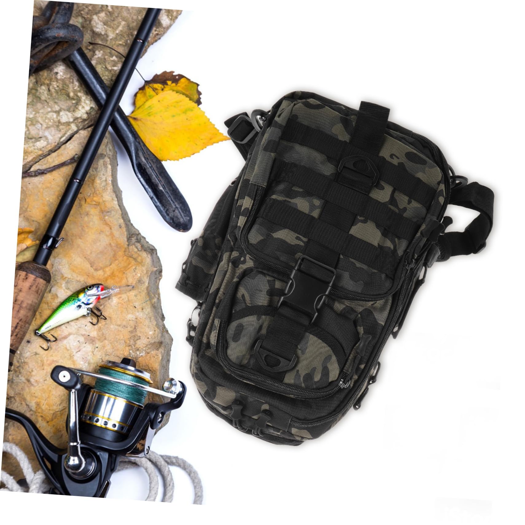 Abaodam Angeltasche für Herren Tragbarer Tackle-rucksack Wasserdichtes Design für Angeln und Wandern Großes Fassungsvermögen für Ausrüstung und Outdoor-bekleidung Robust aus Polyester