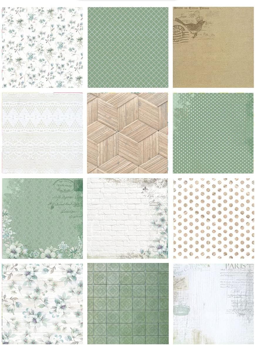 Huralona Vintage Scrapbooking Paper Pad 10”x10” 26 Sheets Decorative Origami Scrapbook Paper Pack Journaling Paper Supplies Patterned Cardstock for Craft Gift Wrapping Photo Album (PS016)