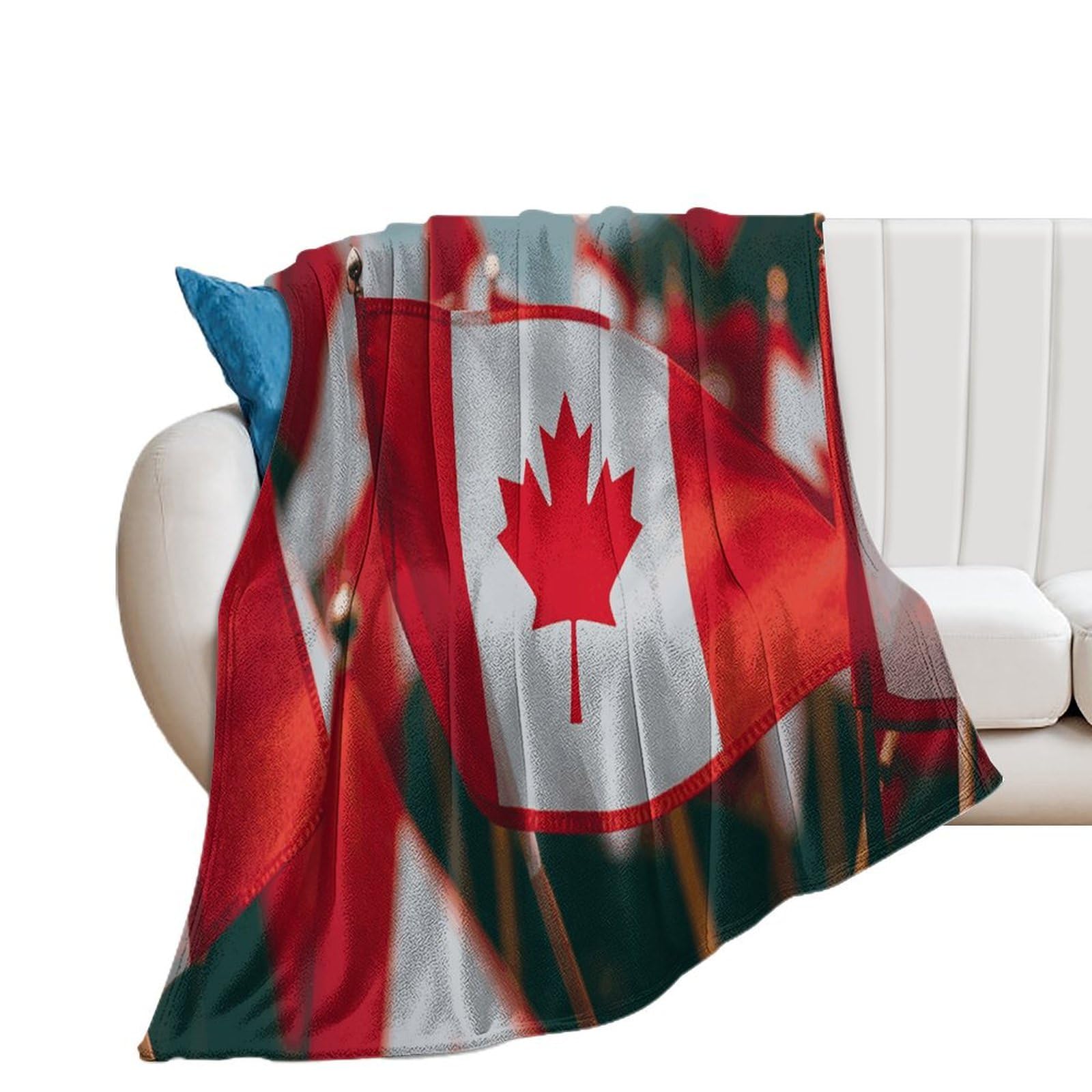 Couverture flanelle drapeau Canada douce et chaude pour lit