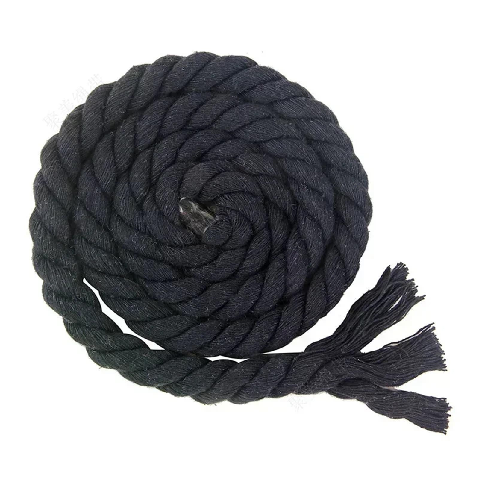 Cotton Cord, 3-Ply Braided Twisted Cotton Twine, Navy, 12 mm x 2 meters, DIY, Bag Craft, Sewing, Garden
