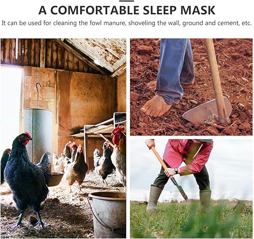 Miniatura 5 de balacoo Pala de rastrillo manual de estiércol de 15.74 pulgadas, cabeza de pala de hierro ligera para limpieza eficiente de jaulas de aves y