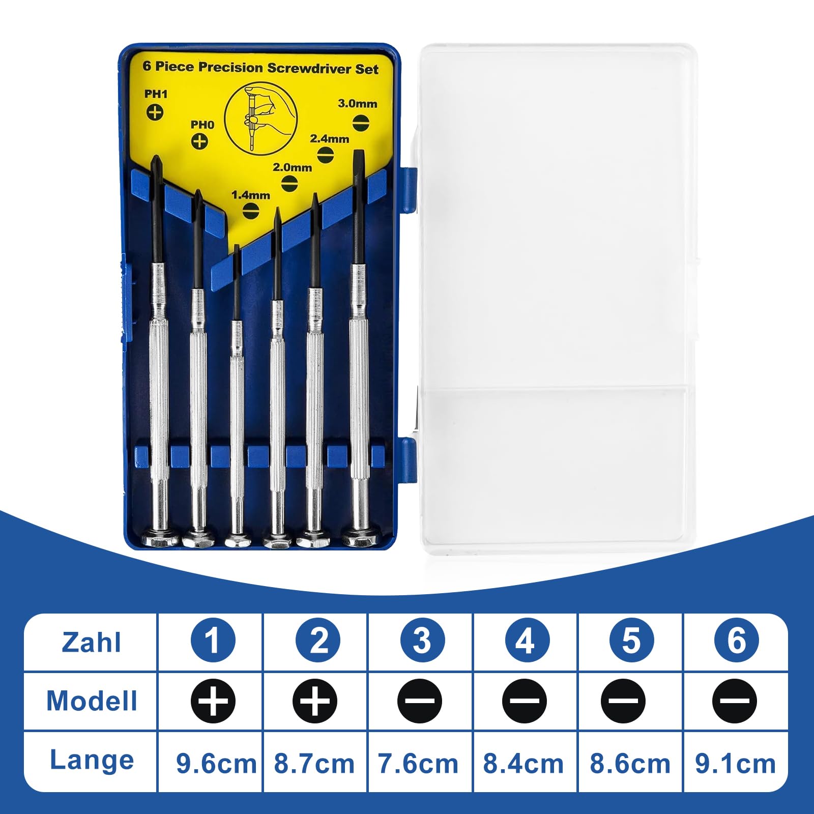 Set di Cacciavite per Occhiali 6 in 1,Set di Cacciaviti Orologiaio, Set Cacciaviti Precisione, Adatto per La Riparazione di Strumenti di Precisione,Come Orologi e Occhiali.