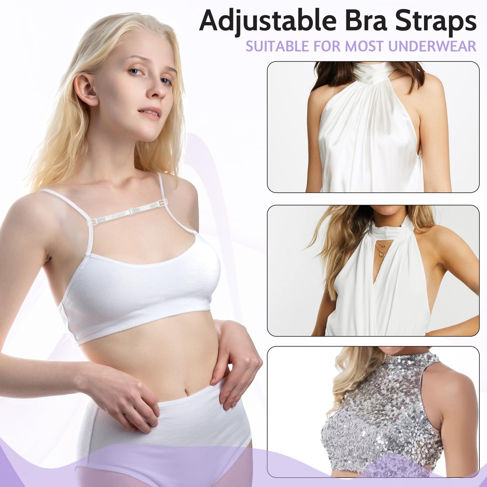 AHQiZFX Klipsy do paska do biustonosza, 15 klipsów do biustonosza, przedłużanie biustonosza, regulowane antypoślizgowe klipsy na plecy, akcesoria do kontroli dekoltu i komfortu ramion dla pełnego