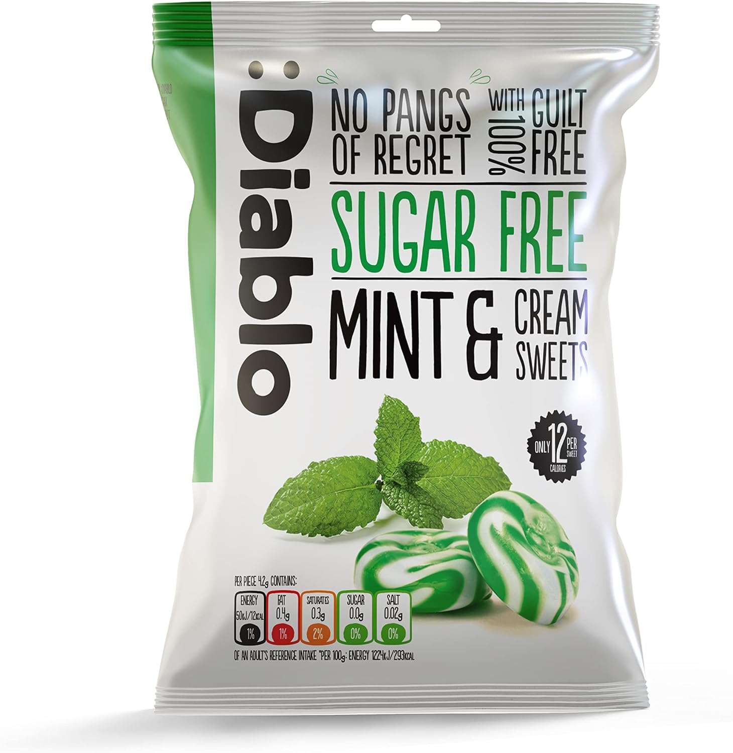 Diablo Sugar Free Mint & Cream Sweets, Gluten Free, 75g