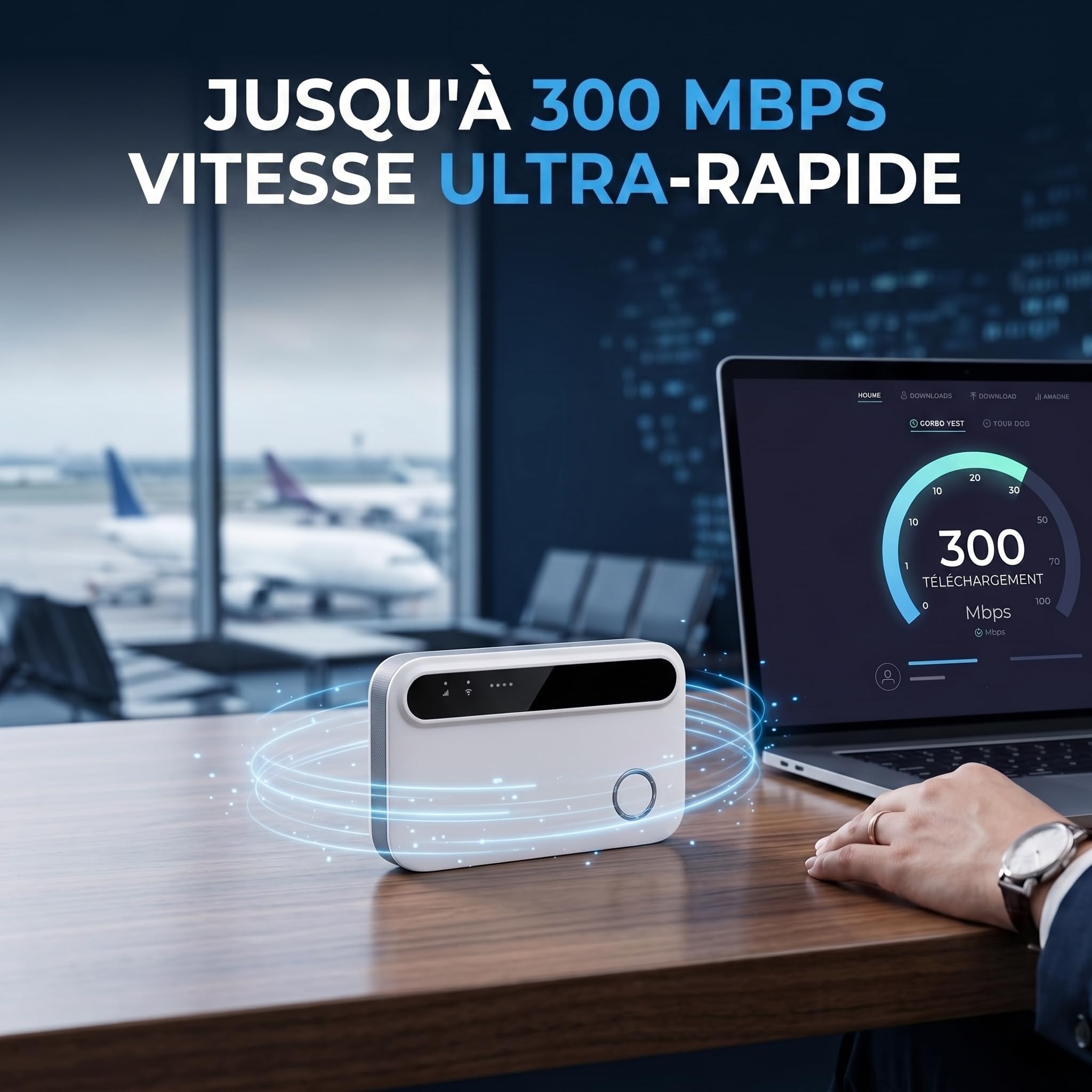 Routeur 5G Pocket WiFi débloqué sans abonnement, Modem 5G/4G Haut débit Compatible Carte SIM, Hotspot Mobile WiFi 6 Multi-appareils Jusqu’à 28 connexions pour Voyage et télétravail