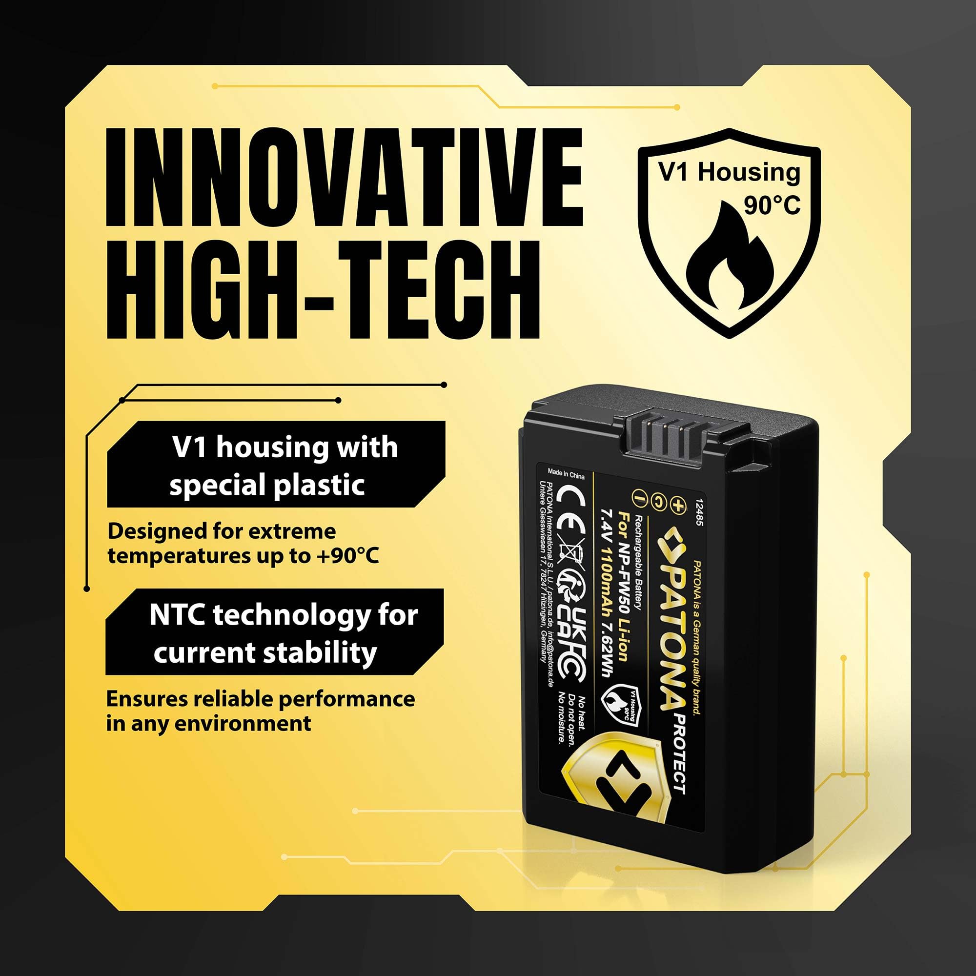 PATONA Kit 2X NP-FW50 Protect Batterie 1100mAh & Chargeur PD Dual USB-C