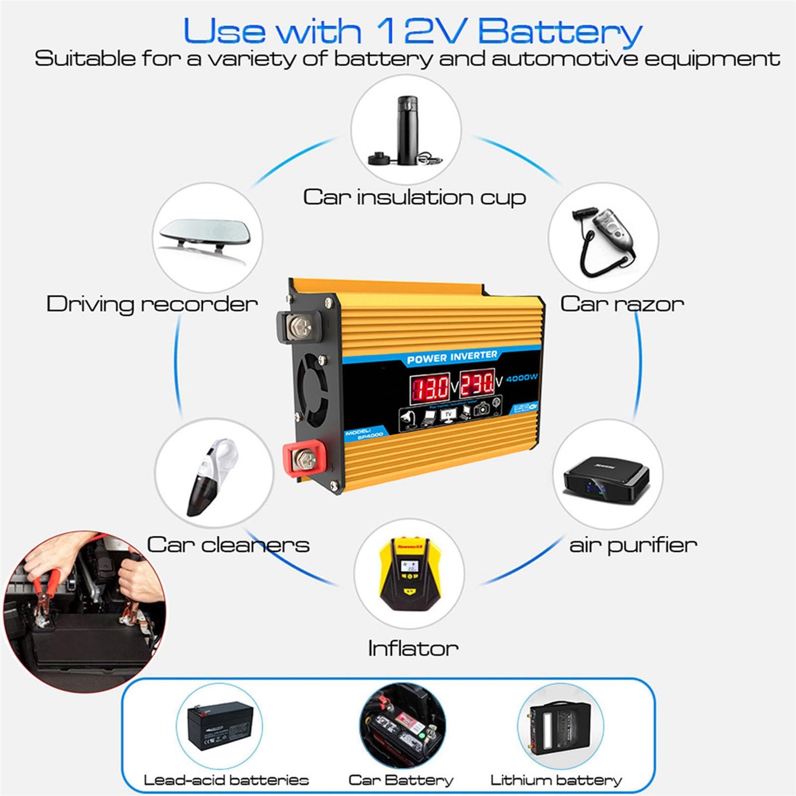 Kit de inversor Solar, inversor de 300 W con Panel de 18 W y Controlador de 30 A, Color Negro. (12V to 220V)