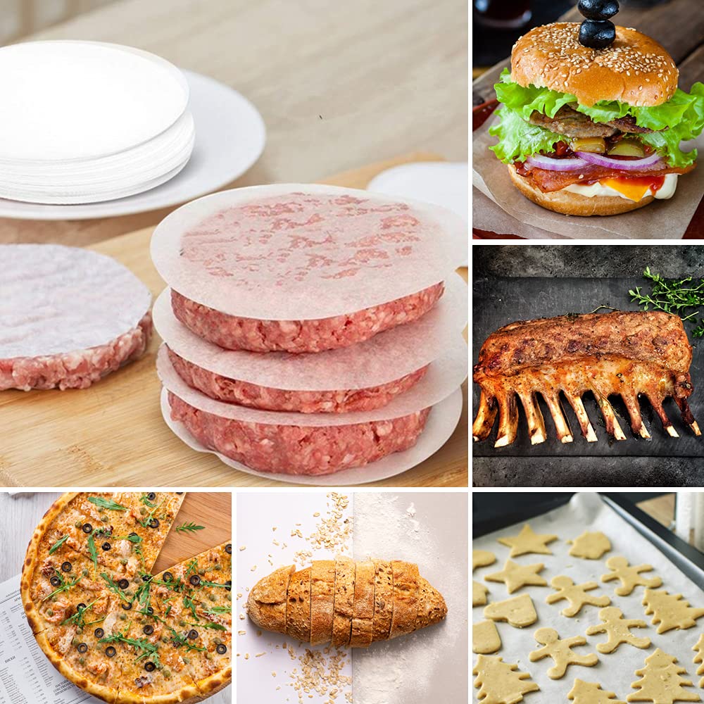 Carta Antiaderenti per Burger Patties 500 Pezzi,Diametro 12.5cm, Divisorio per Polpette di Hamburger,Ideale per Tenere le Polpette in Frigo o Fare Hamburger a Casa