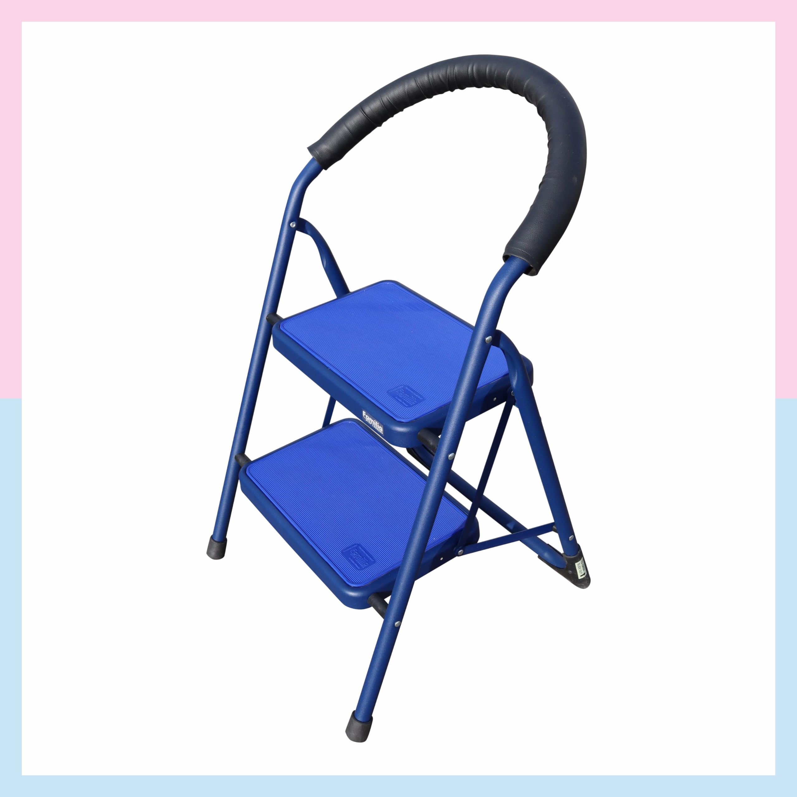 Familia Premium Steel Anti Slip Foldable 2-Step Ladder for Home Heavy Duty, Anti-Fold Locks, Support Handle, Strong Wide Anti Skid Matt Step (Blue) (B0D33MP62D) Amazon Price History, Amazon Price Tracker