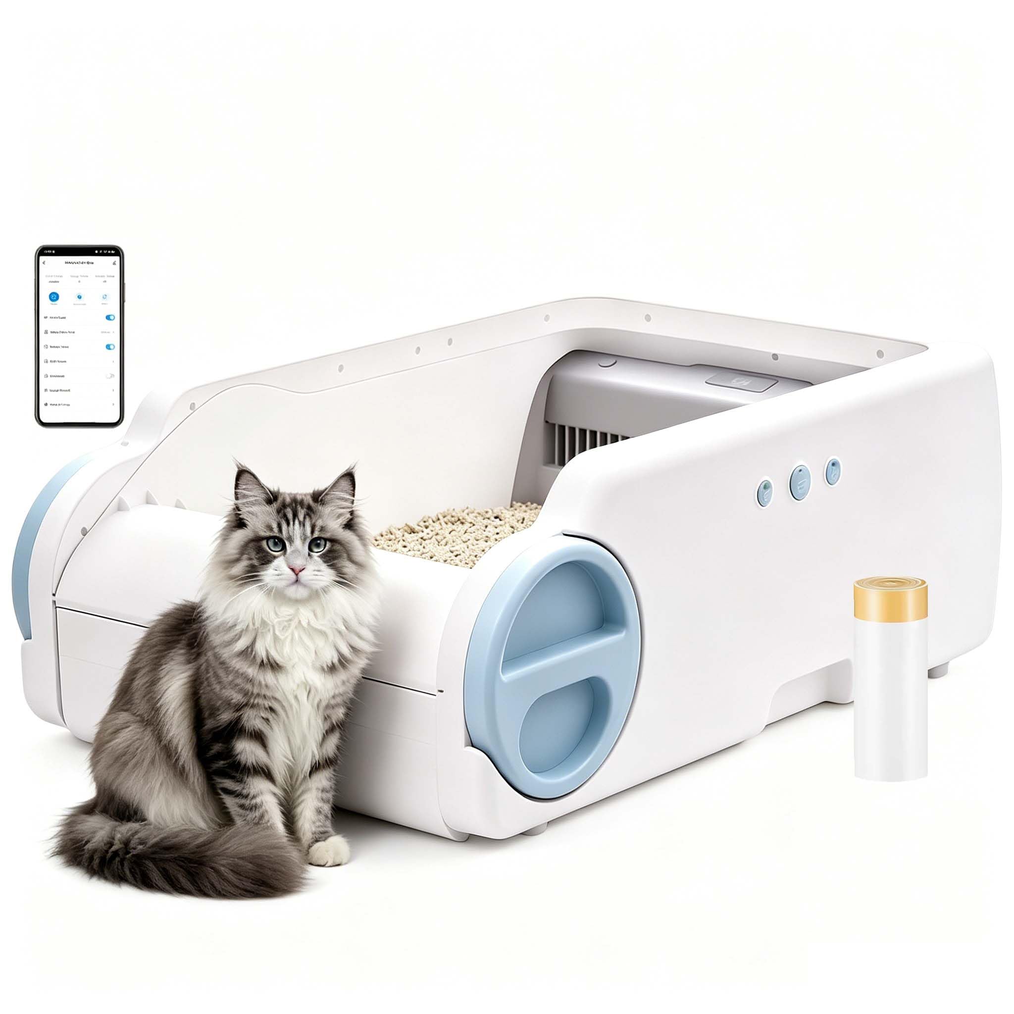 Amazon | 自動猫用トイレ挟み込み防止・防臭設計・アプリ遠隔操作