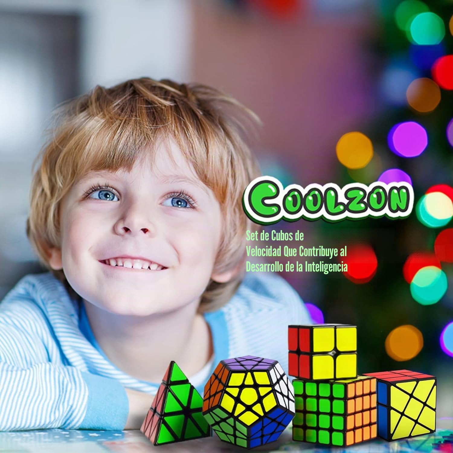 Coolzon Cubo Magico Set, Magic Cube Set de 5 Cubos Mágicos, Juego de Cubos Mágicos de Velocidad 2x2 4x4 Fenghuolun Pyraminx Pyramid Megaminx Fenghuolun Puzzle Cube Toy Presente para Niños Adultos