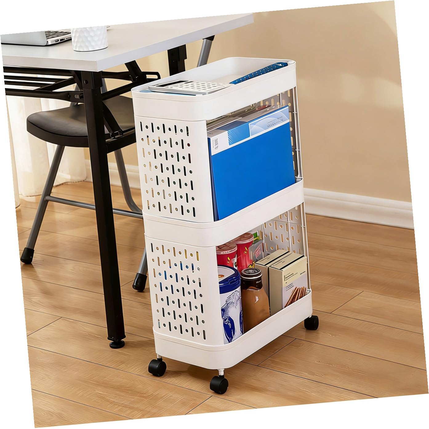 Scaffale Portaoggetti Ruote in Plastica Stabile, Carrello Organizer per Bagno, Cucina e Camera da Letto, Mensola Multistrato per Snack, Libri e Giocattoli, Contenitore Multifunzione la Casa