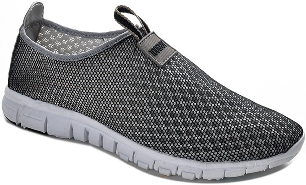 FENGDA Men & Women's Breathable Mesh Running Shoes Outdoor Beach Aqua Athletic Slip on Shoes Gray EU37