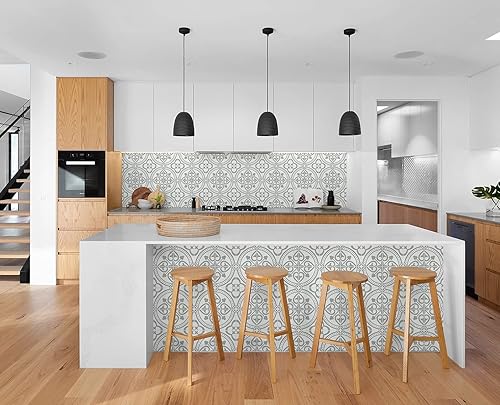 Miniatura 3 de Lillian August Luxe Haven Villa Mar - Papel tapiz de azulejos sintéticos para despegar y pegar (Harbor Mist) (Villa Mar Tile)