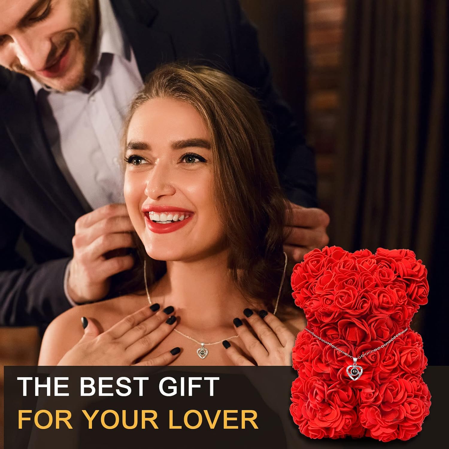 Handmade Gifts for Her Anniversary Romantic,Gorgeous Birthday Gifts Unique Preserved Roses Forever Flowers with I Love You in 100 Languages Necklace Giftsfor Wife Girlfriend Wife Mom Gifts