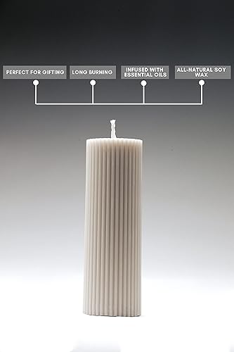 Miniatura 7 de LAWA - Vela romana de pilar acanalada, vela perfumada de cera de soja a rayas, juego de velas de decoración estética clásica, idea de decoración del