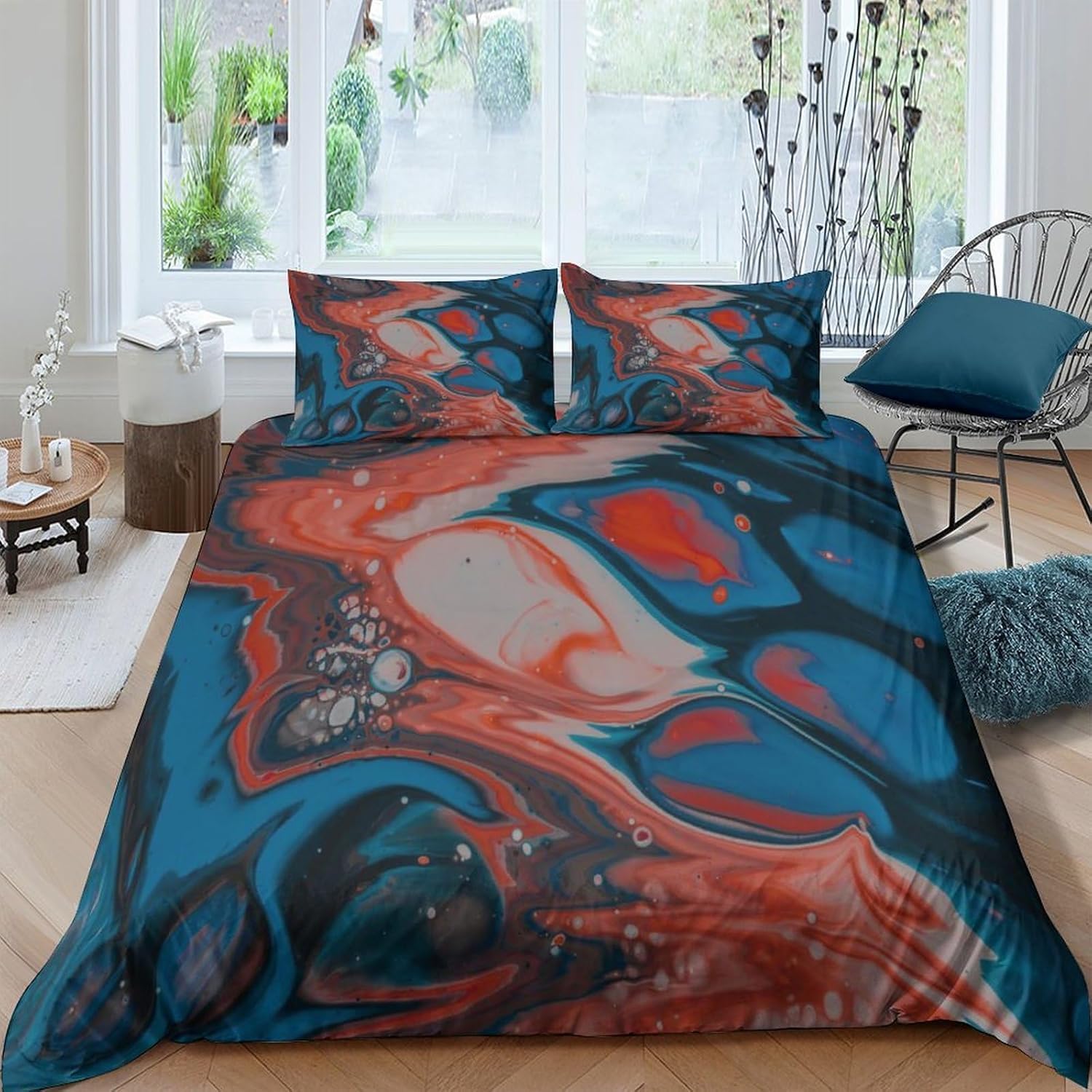 Housse de couette art abstrait coloré 260x230 imprimé 3D microfibre