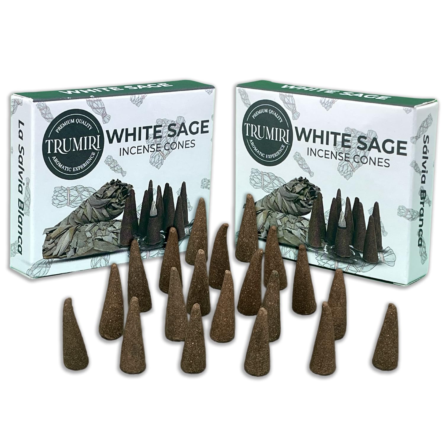 White Sage Incense Cones - Total 20 Cone Incense - Dual Pack of 10 Insence Cones - Incense Cones Scented - Cone Incense Scents - Insense Cones - Incent Cone