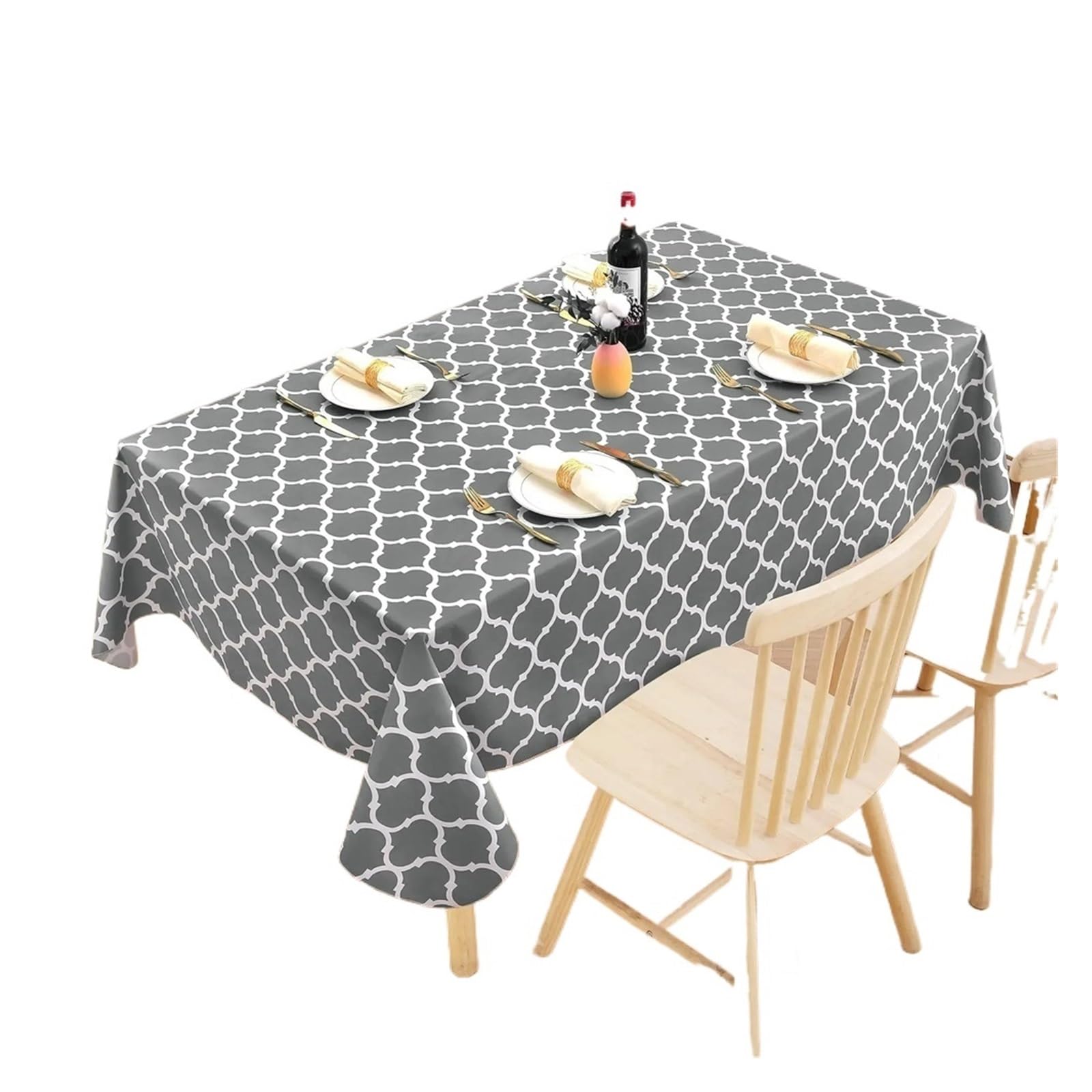 LUYSGBXR Waterproof Tablecloth House Table Cover Rectangular Tablecloths Waterproof Mat For Coffee Tables Decor Dining Cloth(Grey,(152x213cm) Rectangle)