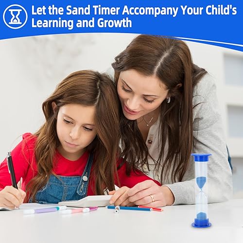 Miniatura 5 de I-MART Reloj de arena con temporizador de arena de 1 minuto, 6 unidades, de plástico, reloj de arena, color azul