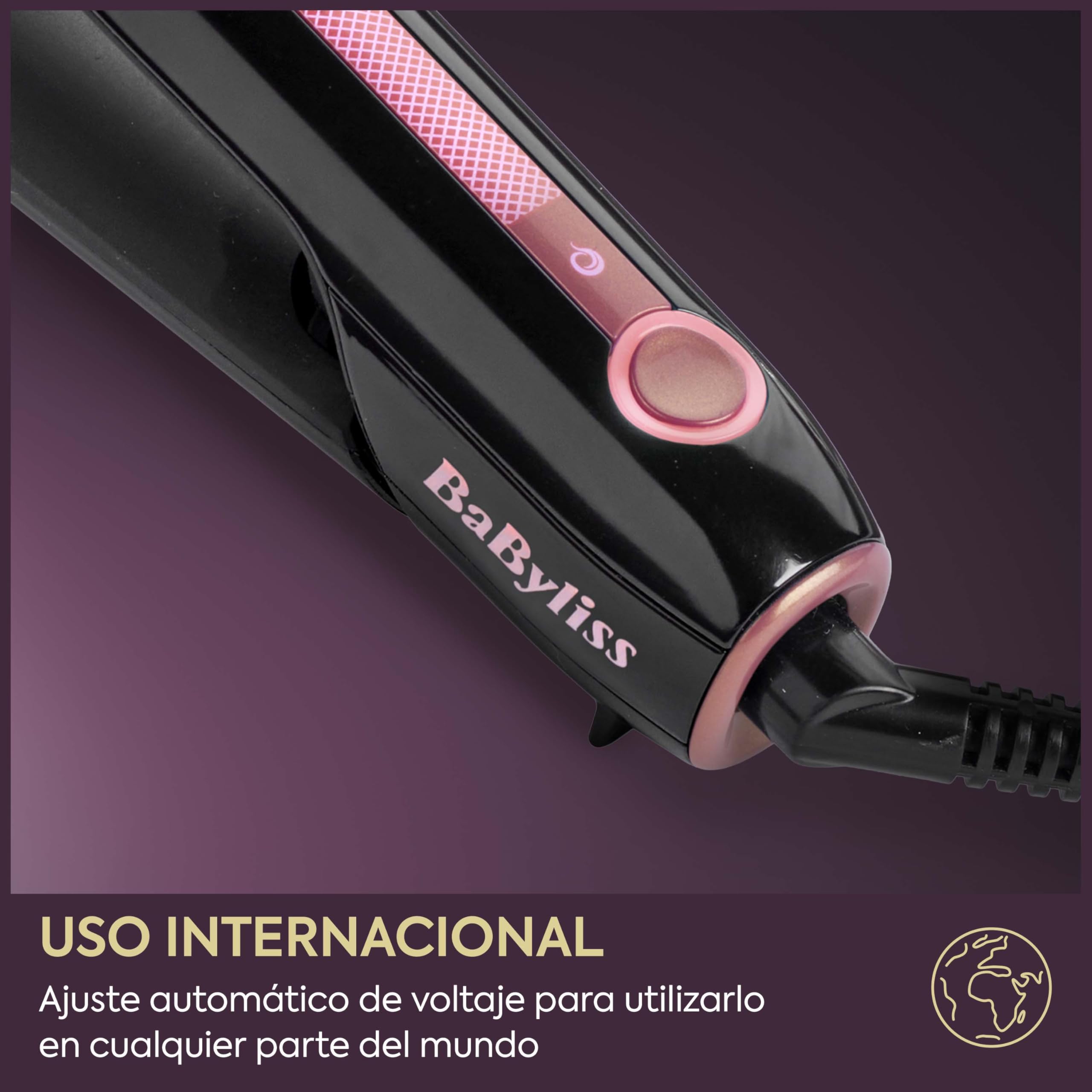 BaByliss Sensor Protect Plancha de Pelo Inteligente, Control de Calor Adaptativo, Placas de Titanio, Iones Antiencrespamiento, 5 Temperaturas (160–200°C), Calentamiento Rápido, ST491E