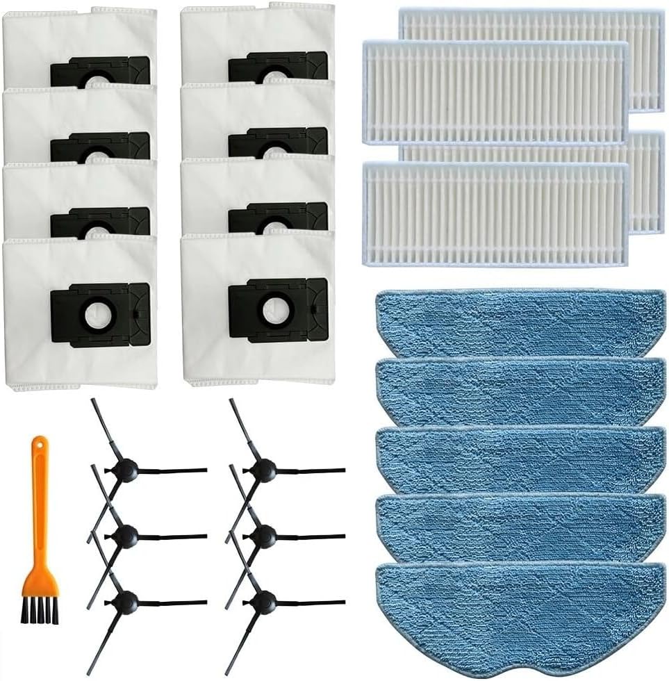Zhanhai Replacement Hepa Filters Mop Cloths Dust Bags Side Brushes Fits for EZVIZ RE4 Plus / RE5 Plus Robot Vacuum Cleaner Parts Accessories (B)