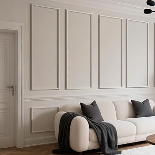 6 Sets Peel and Stick Wall Molding Kit, 54''x24'' Premade Wainscoting Accent Panels for Interior Wall Trim, Easy DIY Moulding Decor