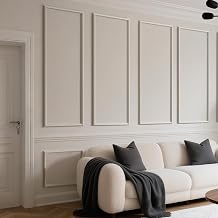 6 Sets Peel and Stick Wall Molding Kit, 54 x 24 Inch Premade Wainscoting Frames, Self-Adhesive Picture Frame Wall Trim for Living Room, Bedroom and Hallway Decor