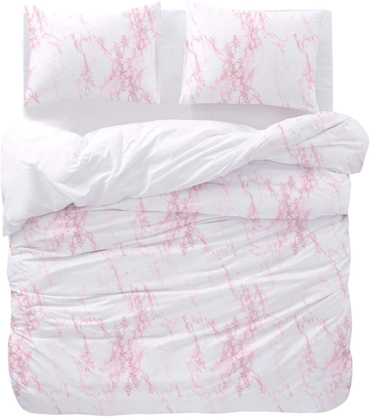 Wake In Cloud - Black Marble Comforter Set, Black with Gray Grey White Streaks Modern Pattern Printed, Soft Microfiber Bedding (3pcs, California King Size): Home & Kitchen