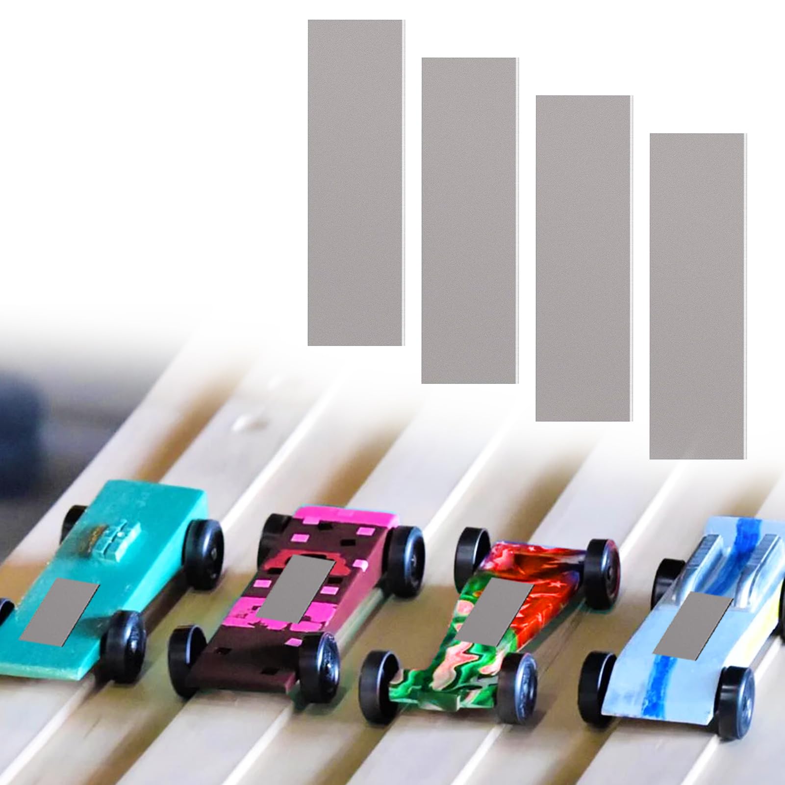 Stick On Flex Tungsten Weights for Derby Car- 3OZ Cuttable Derby Cars Pinewood Weights to Speed Up Your Car, Incremental Cylinders Car Weights Tungsten Canopy Weight for Faster Speed, 4Pcs