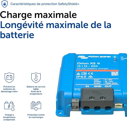 Victron Energy Orion XS Smart DC to DC Battery Charger 12/12 50A (700W) - IP65 Dust & Waterproof - Fully Configurable - Remote Management Possible - Advanced Battery Protection - 7