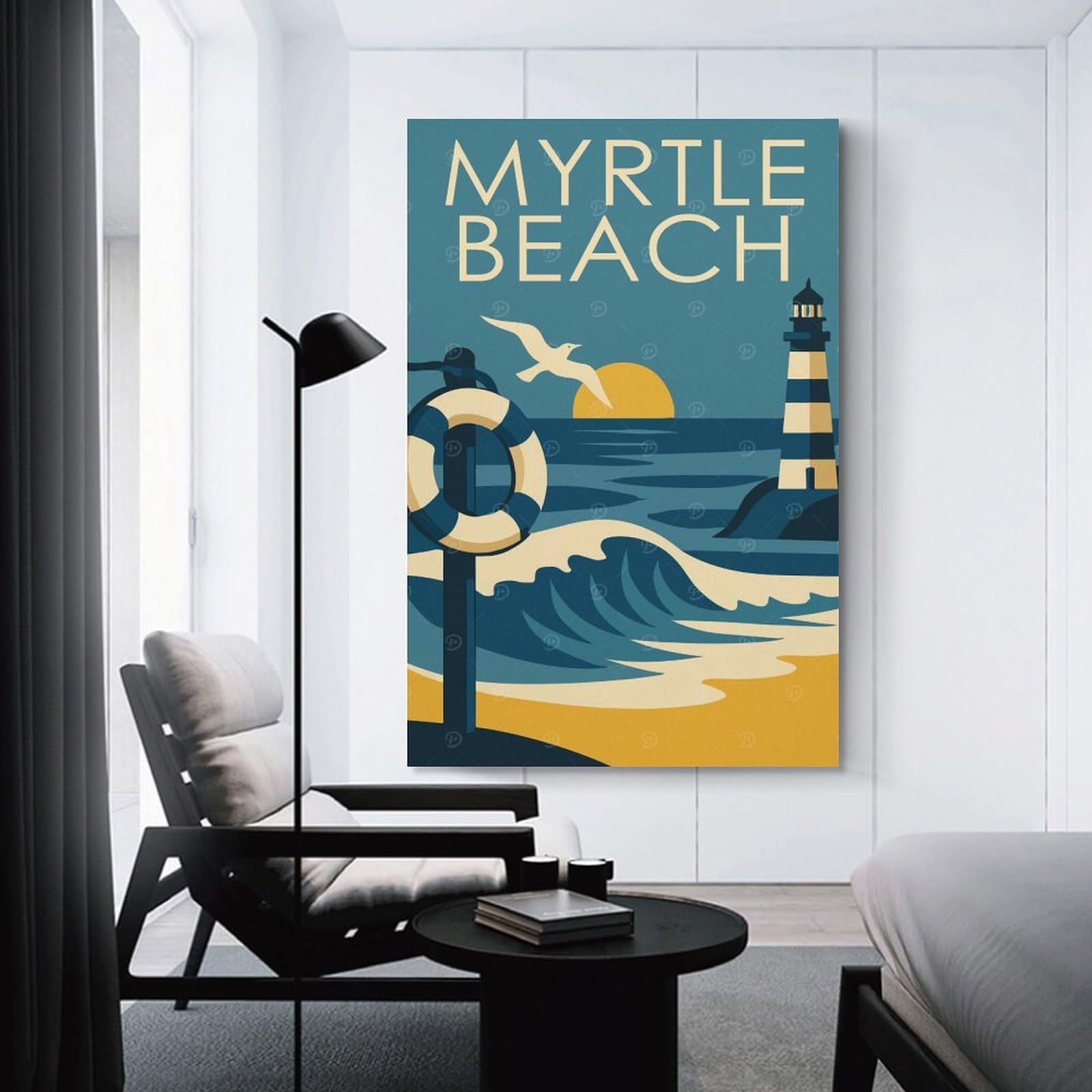 Junmoney Myrtle Beach Travel Canvas Wall Decor 24x36inch(60x90cm), for Entrance Walls, Hall Decor Or Foyers, Wall Decor to Refresh Empty Corners