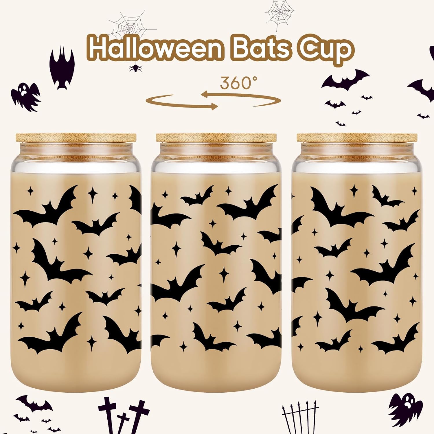 Fairy's Gift Halloween Bats Cup, Halloween Spooky Gifts for Women Bat Lover