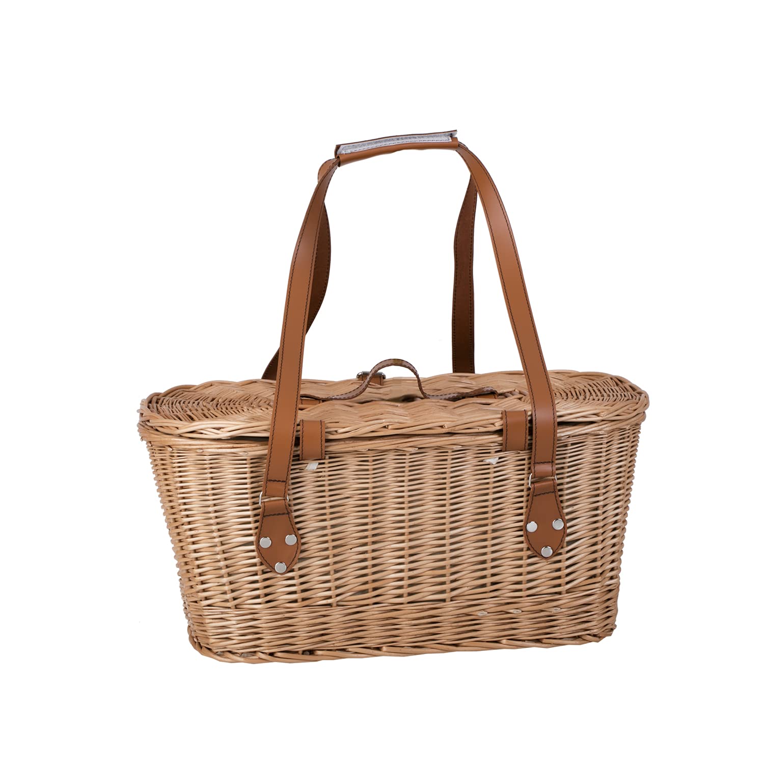 e-wicker24 Panier de Pique-Nique en Osier XXL avec Couvercle - Grand Panier de Rangement pour Fruits et légumes - Panier à provisions - Panier à Repas tressé