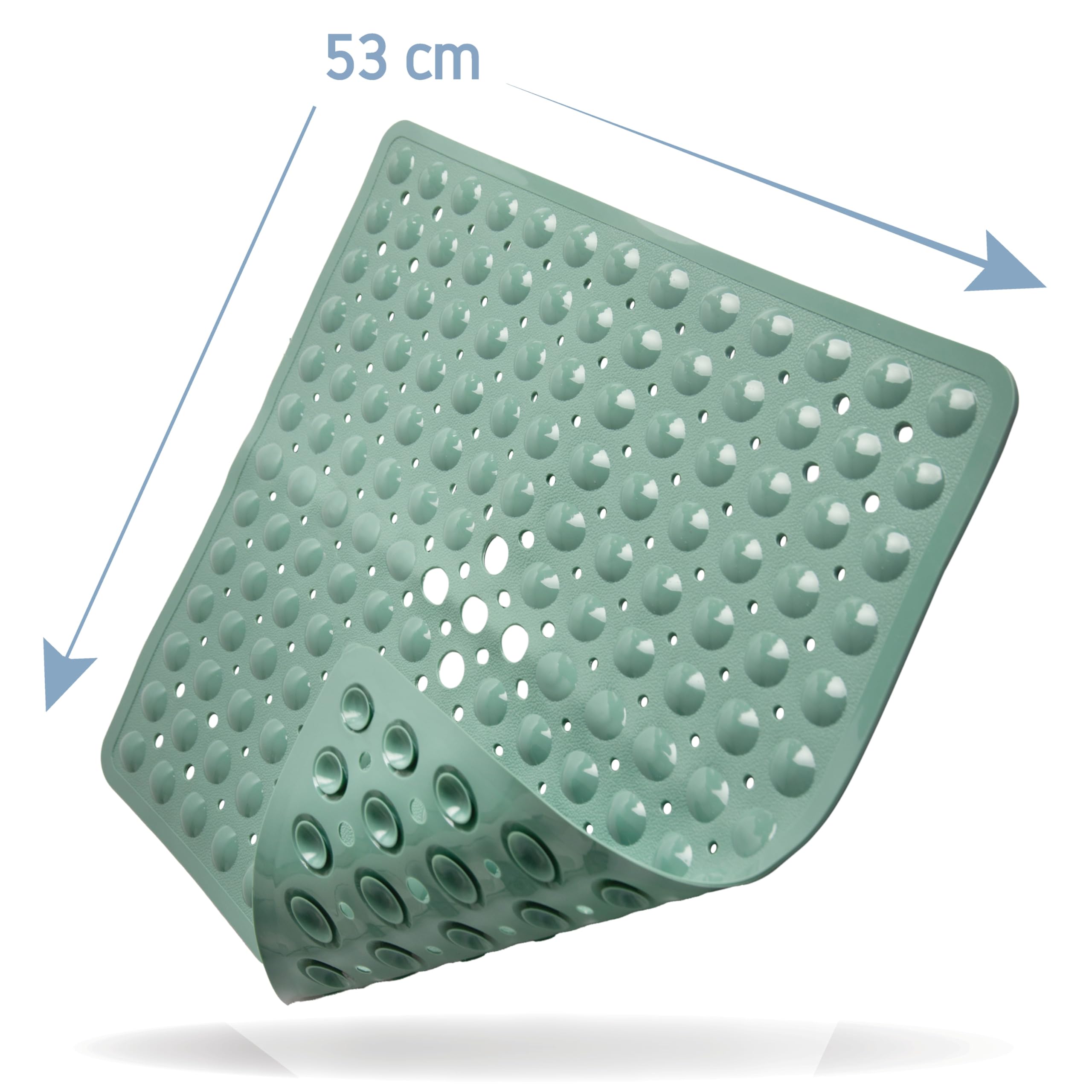Duschmatte 53x53 cm grün | Antirutschmatte Dusche in Premium-Qualität | komfortable Rutschmatte Wellness | Badematte rutschfest | antibakteriell & maschinenwaschbar | Duscheinlage rutschfest