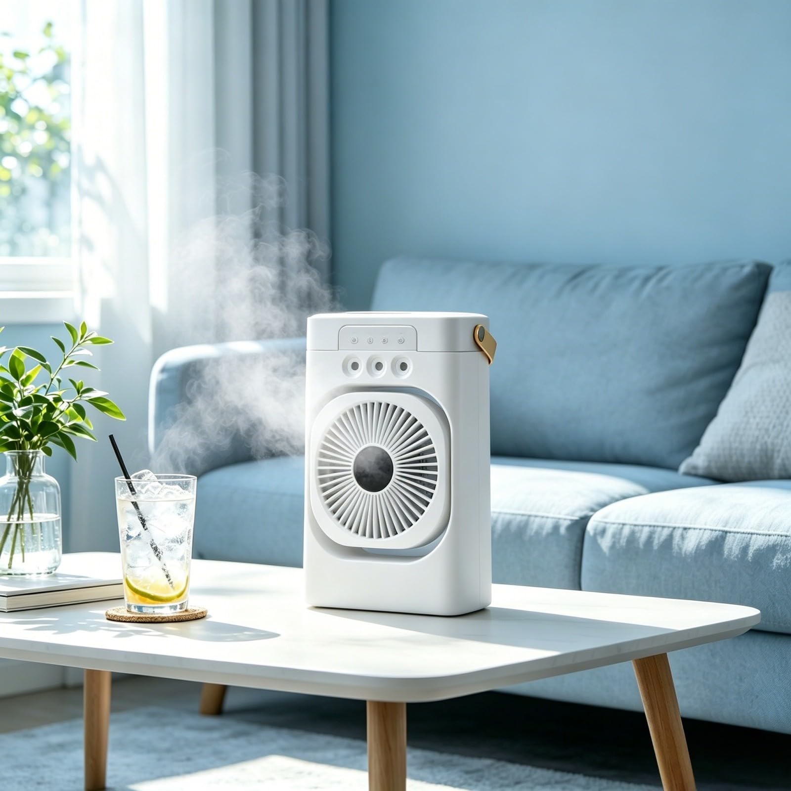 Mini Luftkühler Klimaanlage Kleiner Raum Natürliche Flächendeckende Raumabkühlung mit Langanhaltender Angenehmer Kühle für Zimmer Arbeitsbereiche Und Aufenthaltsräume Sanfte Sommerliche Erfrischung