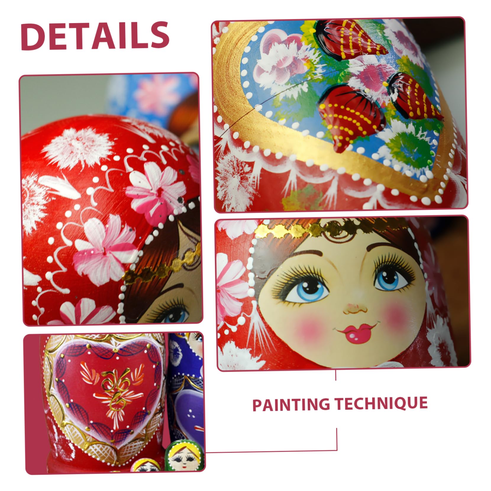 Poupée Matryoshka, poupées gigognes 1 Ensemble (10 pièces) modèle de Fille poupée Matriochka en Bois coloré poupées gigognes Russes empilant des Jouets pour Les Enfants